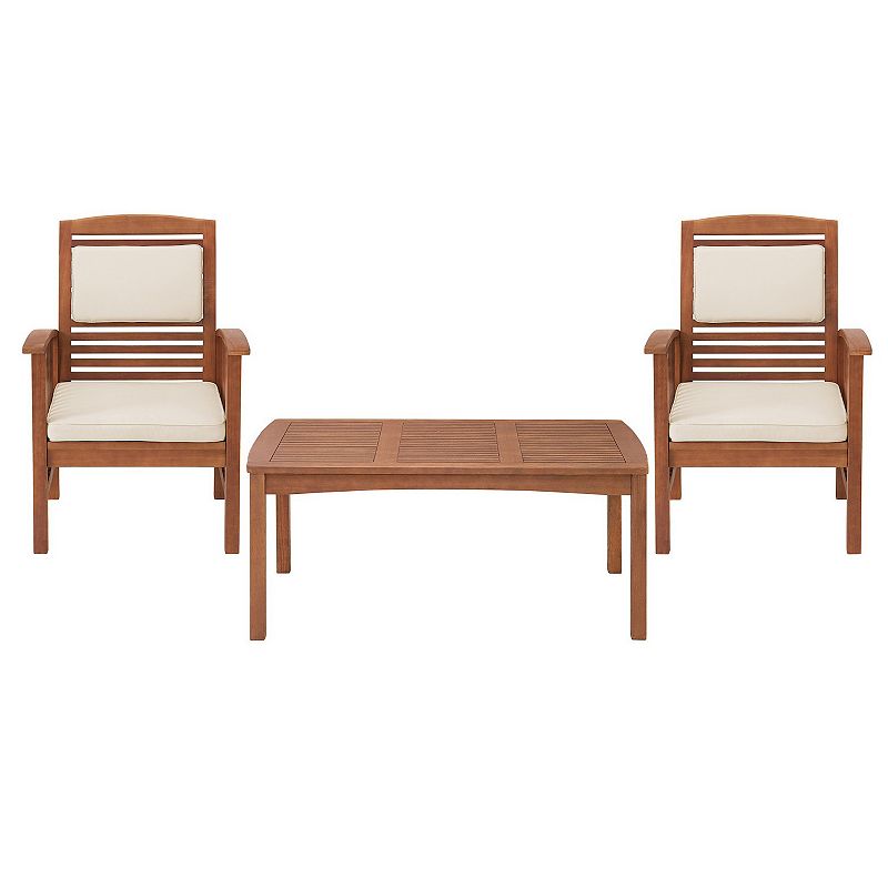 Alaterre Furniture Lyndon Patio Chair & Coffee Table 3-piece Set, Brown