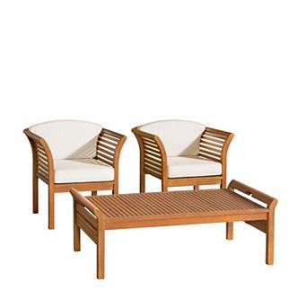 Alaterre Furniture Stamford Outdoor Conversation Patio Chair & Coffee Table 3 pc Set