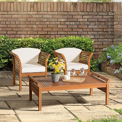 Alaterre Furniture Stamford Outdoor Conversation Patio Chair & Coffee Table 3-piece Set