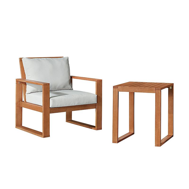 Alaterre Furniture Grafton Patio Chair & Coffee Table 2-piece Set, Brown