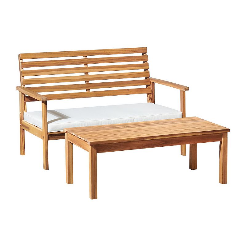 Alaterre Furniture Orwell Outdoor Patio Bench & Coffee Table 2-piece Set, B