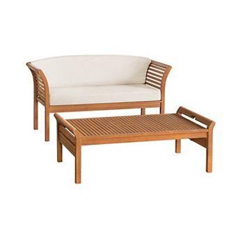 Alaterre Furniture Stamford Outdoor Bench & Coffee Table 2 pc Set