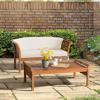 Alaterre Furniture Stamford Outdoor Bench & Coffee Table 2-piece Set