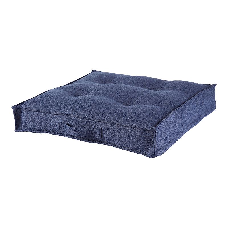 Happy Hounds Milo Square Tufted Dog Bed, Blue, Large