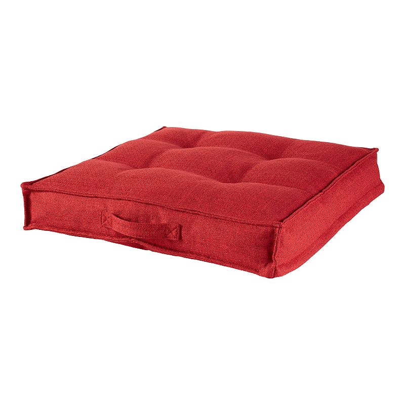 Happy Hounds Milo Square Tufted Dog Bed, Red, Large