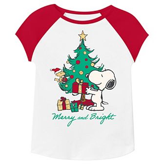 Toddler Girl Jumping Beans® Peanuts "Merry & Bright" Short Raglan Sleeve Graphic Tee