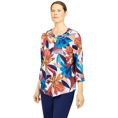 Plus Size Alfred Dunner Sloane Street Abstract Flowers Print Top