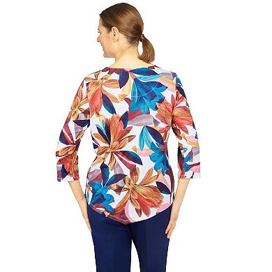 Plus Size Alfred Dunner Sloane Street Abstract Flowers Print Top