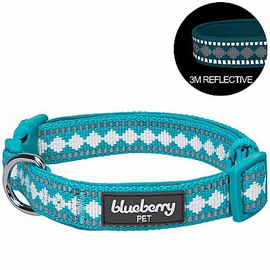 Blueberry Pet 3M Reflective Jacquard Padded Dog Collar