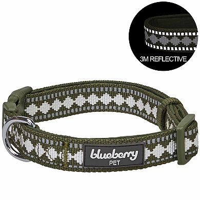 Blueberry Pet 3M Reflective Jacquard Padded Dog Collar