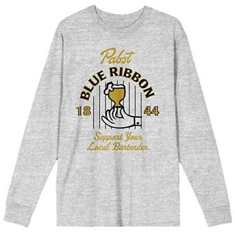 Men's Pabst Blue Ribbon Glass Long Sleeve Tee