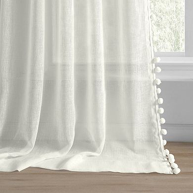 EFF Borla Patterned Faux Linen Sheer Window Curtain Panel