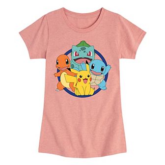Girls 7-16 Pokemon Pikachu and Starters Tee