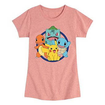 Girls 7-16 Pokemon Pikachu and Starters Tee