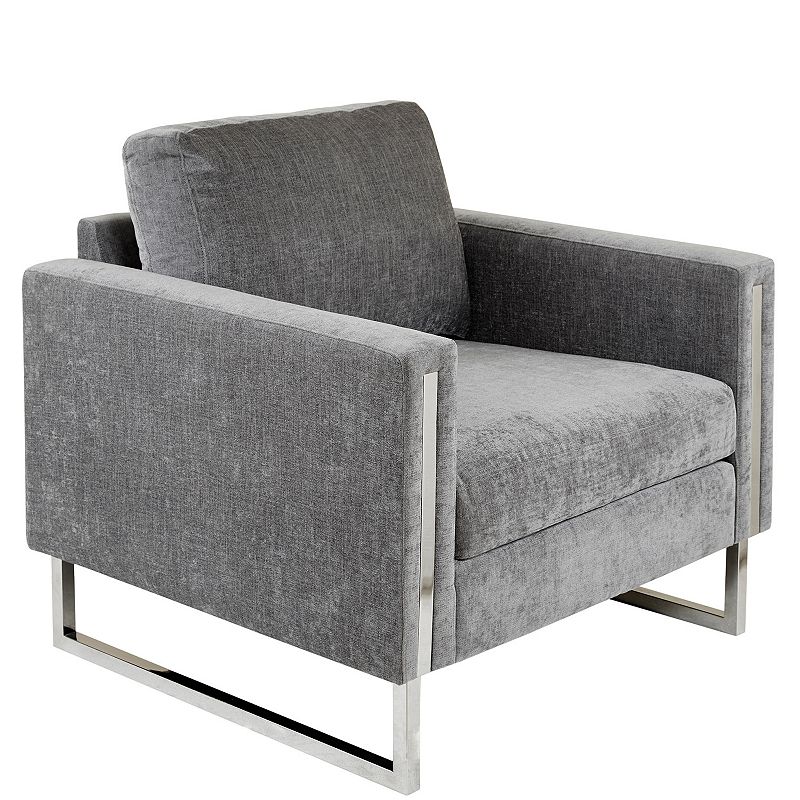 INK + IVY Madden Velvet Upholstered Accent Lounge Arm Chair, Grey