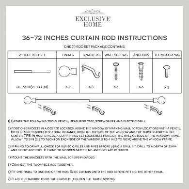 Exclusive Home Lancelot 1" Window Curtain Rod and Finial Set