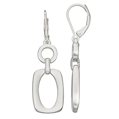 Napier Silver Tone Tailored Double Drop Leverback Earrings