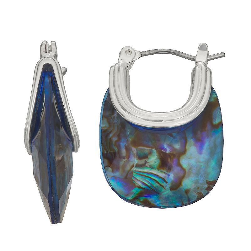 Napier Silver Tone 20 MM Hoop Earrings, Womens, Blue