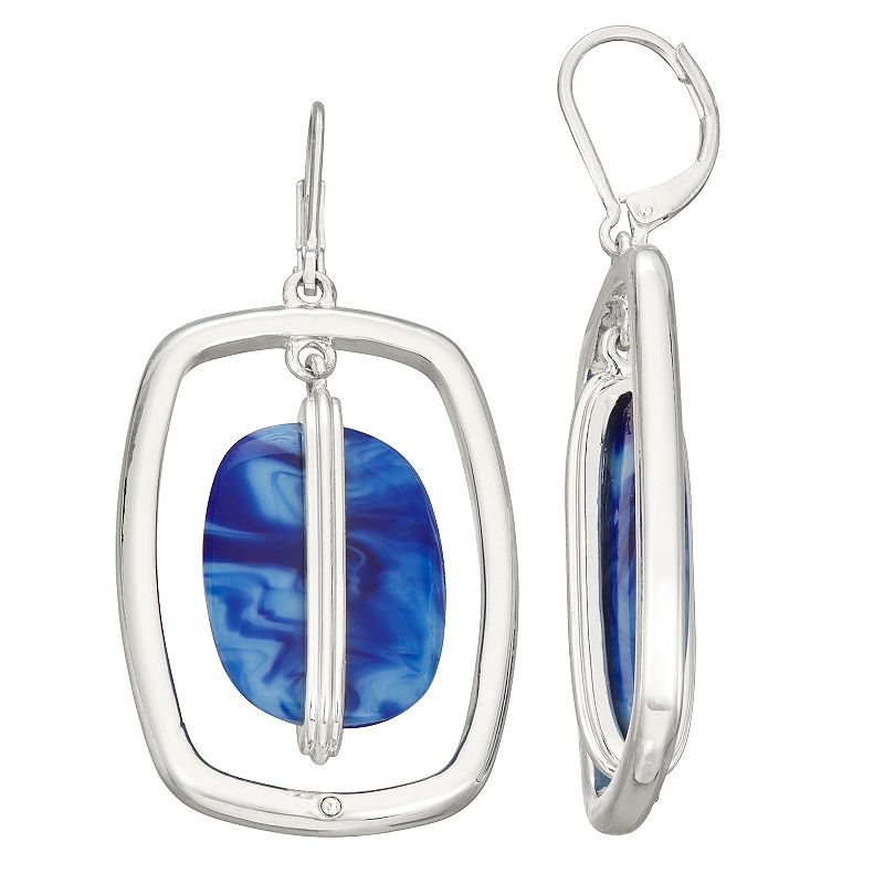 Napier Silver Tone Orbital Earrings, Womens, Blue