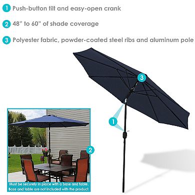 Sunnydaze Aluminum Patio Umbrella with Tilt & Crank - Navy Blue - 9-Foot