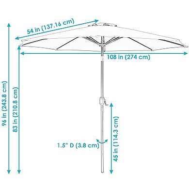 Sunnydaze Aluminum Patio Umbrella with Tilt & Crank - Navy Blue - 9-Foot