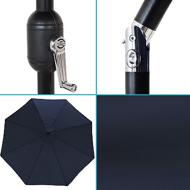 Sunnydaze Aluminum Patio Umbrella with Tilt & Crank - Navy Blue - 9-Foot