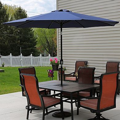 Sunnydaze Aluminum Patio Umbrella with Tilt & Crank - Navy Blue - 9-Foot