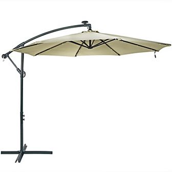 Sunnydaze 10 ft Solar Offset Steel Patio Umbrella with Crank