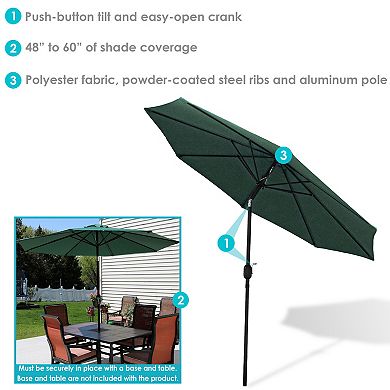 Sunnydaze 9' Aluminum Patio Market Umbrella with Tilt and Crank