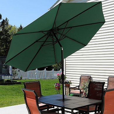 Sunnydaze 9' Aluminum Patio Market Umbrella with Tilt and Crank