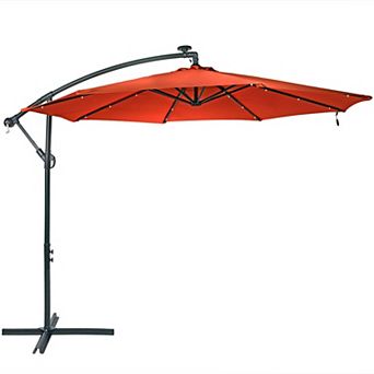 Sunnydaze 10 ft Solar Offset Steel Patio Umbrella with Crank