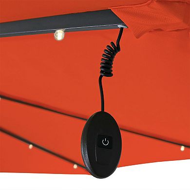 Sunnydaze 10 ft Solar Offset Steel Patio Umbrella with Crank - Burnt Orange
