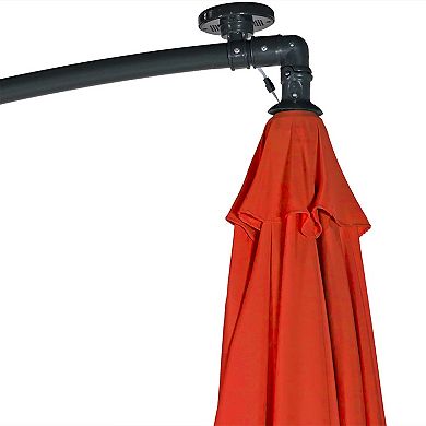 Sunnydaze 10 ft Solar Offset Steel Patio Umbrella with Crank