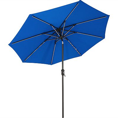 best price for 9 ft sunbrella patio umbrellas Midtown - The Lean Umbrella with Fade-Resistant Fabric, Auto-Tilt Aluminum Frame and 8 Reinforced Ribs Deck, Pool & Garden BBQ and parties California Umbrella 9 ft. Black