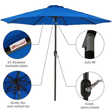 Sunnydaze 9 ft Sunbrella Patio Umbrella with Tilt and Crank - Pacific Blue