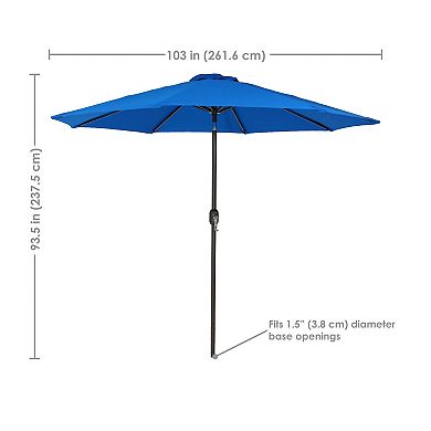 Sunnydaze 9 ft Sunbrella Patio Umbrella with Tilt and Crank - Pacific Blue