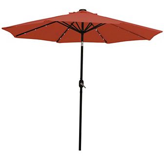 Sunnydaze 9 ft Solar Aluminum Patio Umbrella with Tilt and Crank