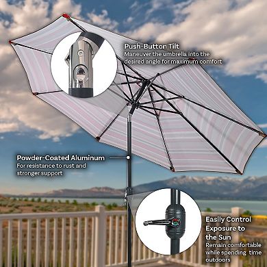 Sunnydaze 9 ft Aluminum Patio Umbrella with Tilt and Crank - Awning Stripe