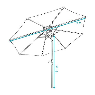 Sunnydaze 9 ft Aluminum Patio Umbrella with Tilt and Crank - Awning Stripe