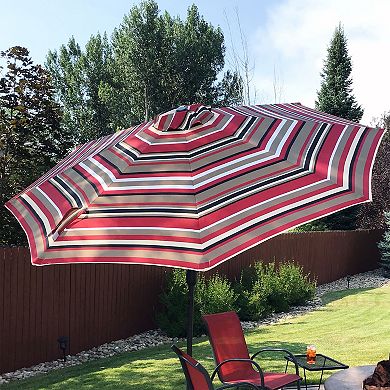 Sunnydaze 9 ft Aluminum Patio Umbrella with Tilt and Crank - Awning Stripe