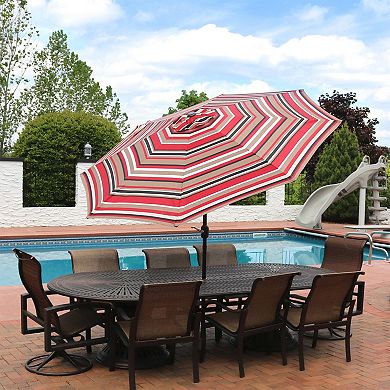 Sunnydaze 9 ft Aluminum Patio Umbrella with Tilt and Crank - Awning Stripe