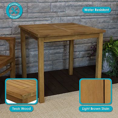 Sunnydaze 31.5 in Solid Teak Square Patio Dining Table
