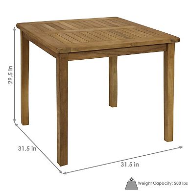 Sunnydaze 31.5 in Solid Teak Square Patio Dining Table