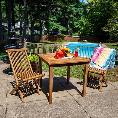 Sunnydaze 31.5 in Solid Teak Square Patio Dining Table