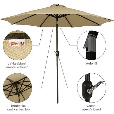 Sunnydaze 9' Fade-Resistant Sunbrella Patio Umbrella with Auto Tilt