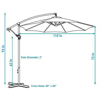 Sunnydaze 9' Cantilever Offset Patio Umbrella With Crank