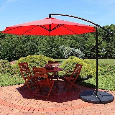Sunnydaze 9.5 ft Cantilever Offset Patio Umbrella with Crank - Cherry