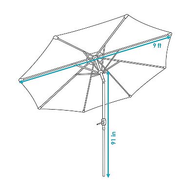 Sunnydaze 9 ft Aluminum Patio Umbrella with Tilt and Crank - Navy Stripe