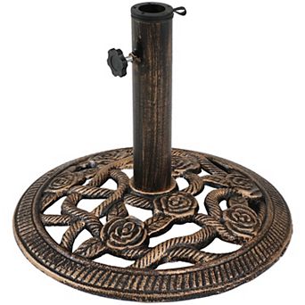 Sunnydaze 16 in Rose Blossom Cast Iron Round Patio Umbrella Base