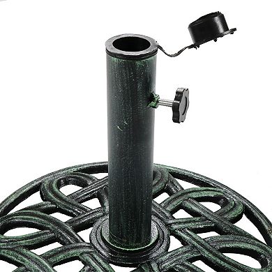 Sunnydaze 17 in Lattice Cast Iron Round Patio Umbrella Base - Black
